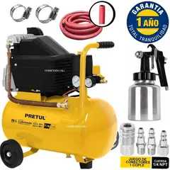 PRETUL - Compresor aire 20 lts 2 1/2 hp gratis pistola manguera acoples