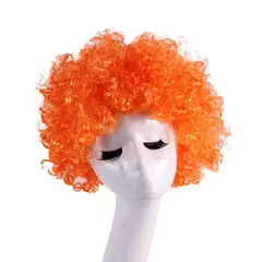 P&R APRECIOSDEREMATE - Peluca Afro Naranja Fantasía Fiesta Halloween Hora Loca