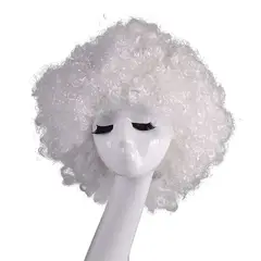 P&R APRECIOSDEREMATE - Peluca Afro Blanco Fantasía Fiesta Halloween Hora Loca Fibra