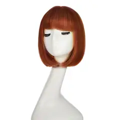 P&R APRECIOSDEREMATE - Peluca Corta Bob Café Fiesta Halloween Carnaval Hora Loca
