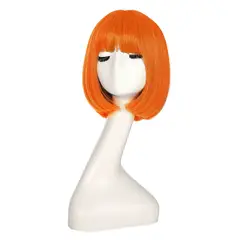 P&R APRECIOSDEREMATE - Peluca Corta Bob Mandarina Naranja Fiesta Halloween Carnaval