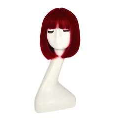 P&R APRECIOSDEREMATE - Peluca Corta Bob Rojo Vino Fiesta Halloween Carnaval