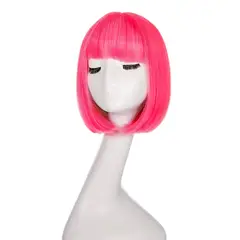 P&R APRECIOSDEREMATE - Peluca Corta Bob Fucsia Pink Fiesta Halloween Carnaval