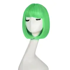 P&R APRECIOSDEREMATE - Peluca Corta Bob Verde Fiesta Halloween Carnaval Loca
