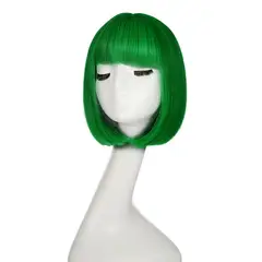 P&R APRECIOSDEREMATE - Peluca Corta Bob Verde Pino Fiesta Halloween Carnaval Loca