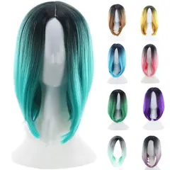 P&R APRECIOSDEREMATE - Peluca Balayage Cosplay Degradee Negro a Aguamarina Cyan