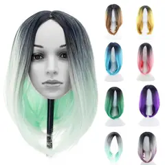 P&R APRECIOSDEREMATE - Peluca Balayage Cosplay Degradee Negro a Verde Menta 45cm