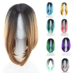 P&R APRECIOSDEREMATE - Peluca Balayage Cosplay Degradee Negro a Café de 45cm