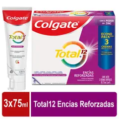 COLGATE - Crema Dental Total12 Encias 3 X 75ml.---