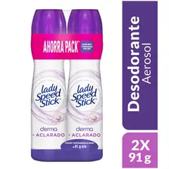 LADY SPEED STICK - Desodorante Mujer Spray Derma + Aclarado 91g x2und.---