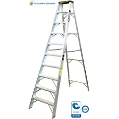ESCALERAS DE COLOMBIA - Escalera Certificada Tipo Tijera En Aluminio De 10 Pasos / 3.00 Metros 102 Kg Tipo II
