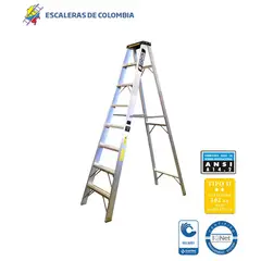 ESCALERAS DE COLOMBIA - Escalera Certificada Tipo Tijera En Aluminio De / 2.40 Metros 102 Kg Tipo II