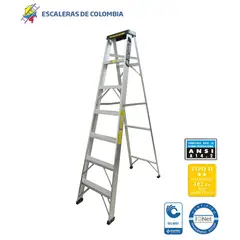 ESCALERAS DE COLOMBIA - Escalera Certificada Tipo Tijera En Aluminio De 7 Pasos / 2.10 Metros 102 Kg Tipo II