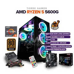 POWER GROUP - TORRE GAMER RYZEN 5 5600G/16 GB /1TB SSD M.2 /BOARD A520M-A / CHASIS 4FANS