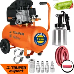 TRUPER - Compresor Aire 50 Lt Gratis Pistola Manguera 3 1/2 HP
