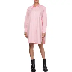 TOMMY HILFIGER - Vestido Camisero Rosado De Algodón Para Mujer