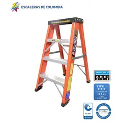 ESCALERAS DE COLOMBIA - Escalera Certificada Tipo Tijera En Fibra De Vidrio 3 pasos/ 0.90 metros 114kg.