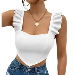 BAPU - Crop top corset tiras con vuelos varillas laterales