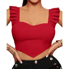BAPU - Crop top corset tiras con vuelos varillas laterales