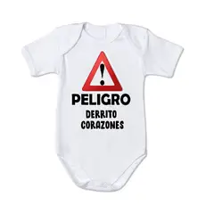 VANIDADES COLLECTIONS - Body Para Bebes Personalizados Mameluco Peligro Derrito Corazones