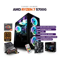 POWER GROUP - TORRE GAMER RYZEN 7 5700G 16GB RAM RGB /1TB M.2/BOARD ASUS A520M-A II
