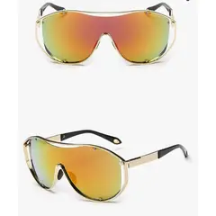 VIROX - Gafas de sol con lentes reflectantes y marco de Metal Steampunk para hombre y mujer CJ816