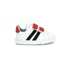 PAPOS - Tenis Bebés Color Velcro Rojo - Zapatos Bebés - Blanco