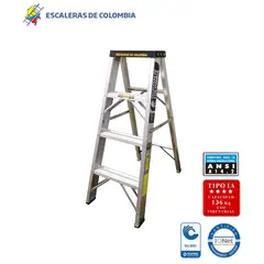 ESCALERAS DE COLOMBIA - Escalera Certificada Tipo Tijera En Aluminio 4 pasos / 1.20 Metros 136 Kg.
