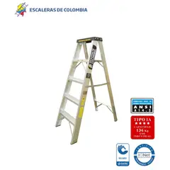 ESCALERAS DE COLOMBIA - Escalera Certificada Tipo Tijera En Aluminio 5 pasos / 1.50 Metros 136kg.