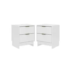 BERTOLINI - Combo x 2 Mesas de noche Maui en MDP 48cm 2 cajones Blanco