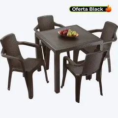 RIMAX - Comedor Eterna (1 Mesa + 4 Sillas Con Brazos WENGUE)