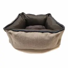 ESTILO RELAX - Cama Gato Premium Microfibra + Antifluido - Gris Claro 35 x 35 x 19.