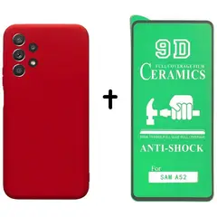 GENERICO - Silicon case protector cámara color rojo + cerámico samsung a52