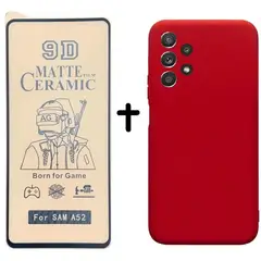 GENERICO - Silicon case protector cámara color rojo + cerámico mate samsung a52