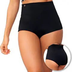 PRAIE - Panty Alto de Vestido de Baño 1605B Negro Control Abdomen