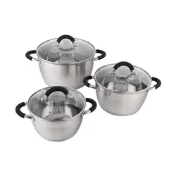 HOME ELEMENTS - Set X 3 Ollas Con Tapa Acero Inoxidable Home Elements.