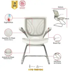 MUEBLESYA - Silla de Oficina Ergonomica TIBET Marco Blanco Interlocutora