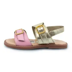 PAPOS - Sandalia Paula Dorada y Rosada - Sandalias Niñas - Dorado