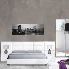EKONOMODO COLOMBIA - Colchon Queen + Base cama + Espaldar + Mesas de noche New York Blanco