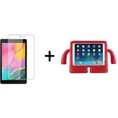 GENERICO - Estuche antigolpes niños tablet samsung tab a8 t290 / t295 rojo + vidrio