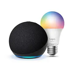 AMAZON - Alexa Parlante Echo Dot 5ª Negro y Bombillo LED 9w