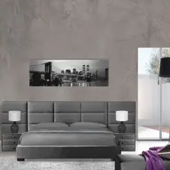 EKONOMODO COLOMBIA - Colchon Queen + Base cama + Espaldar + Mesas de noche New York GrisPlo