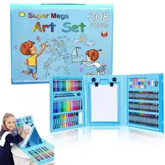 ONE PIXEL - Set Kit Arte Niños Maleta Crayon Acuarela Plumon 208 Piezas