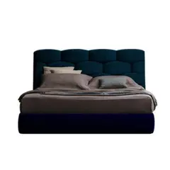 EKONOMODO COLOMBIA - Colchon Queen Pillow + Base cama + Espaldar Esmeralda Azul 160x190