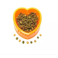HALLY PET - Comedero Bebedero en forma de corazón plástico Naranja.