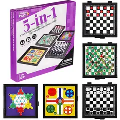 GENERICO - Juegos de mesa estrategia mini ajedrez parques damas magnetico 5-1