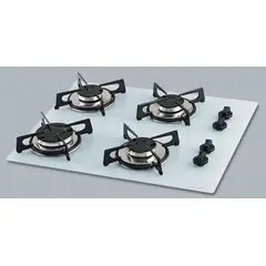 FISCHER - Estufa Empotrar 4Q gas Vidrio Blanco Hielo Marca Fischer.
