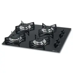FISCHER - Estufa Empotrar 4Q gas Vidrio Negro Marca Fischer.