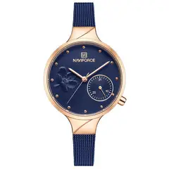 NAVIFORCE - Reloj Nf 5001 Mujer Flower Casual Acero + Estuche