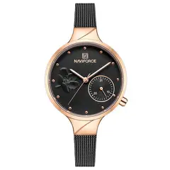 NAVIFORCE - Reloj Nf 5001 Mujer Flower Casual Acero + Estuche